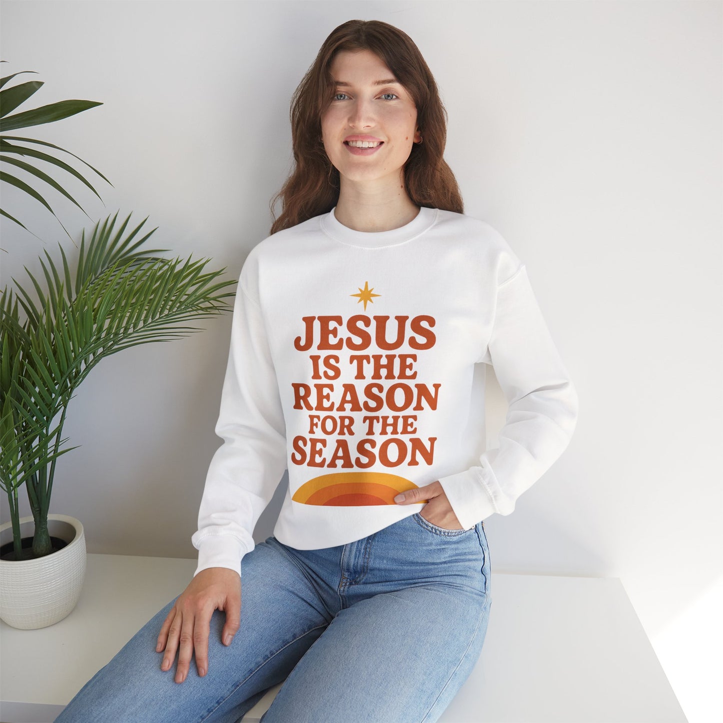 Jesus Is the Reason for the Season – Retro Unisex Christian Christmas Sweatshirt