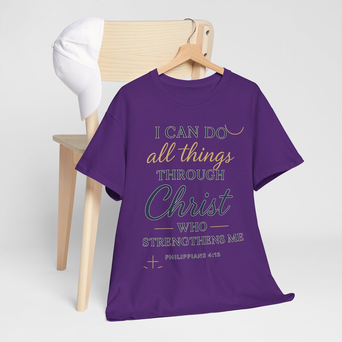 Inspirational Christian T-Shirt, I can do all things through christ -Motivational Quote Tee, Faith-Based Apparel, Bible Verse Shirt, Perfect Gift for Believers