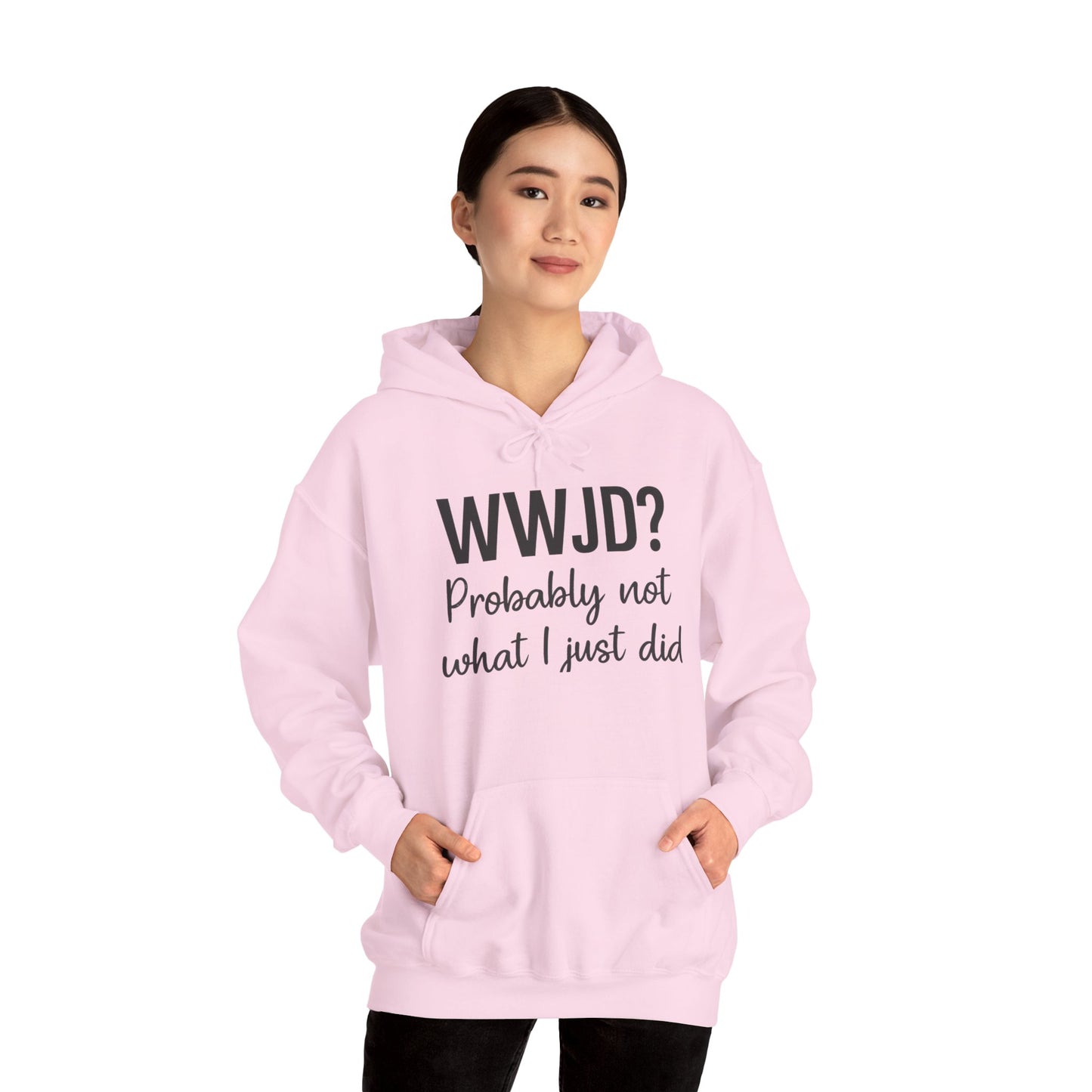 WWJD Hoodie – Funny Christian Sweatshirt with Relatable Faith Humor.