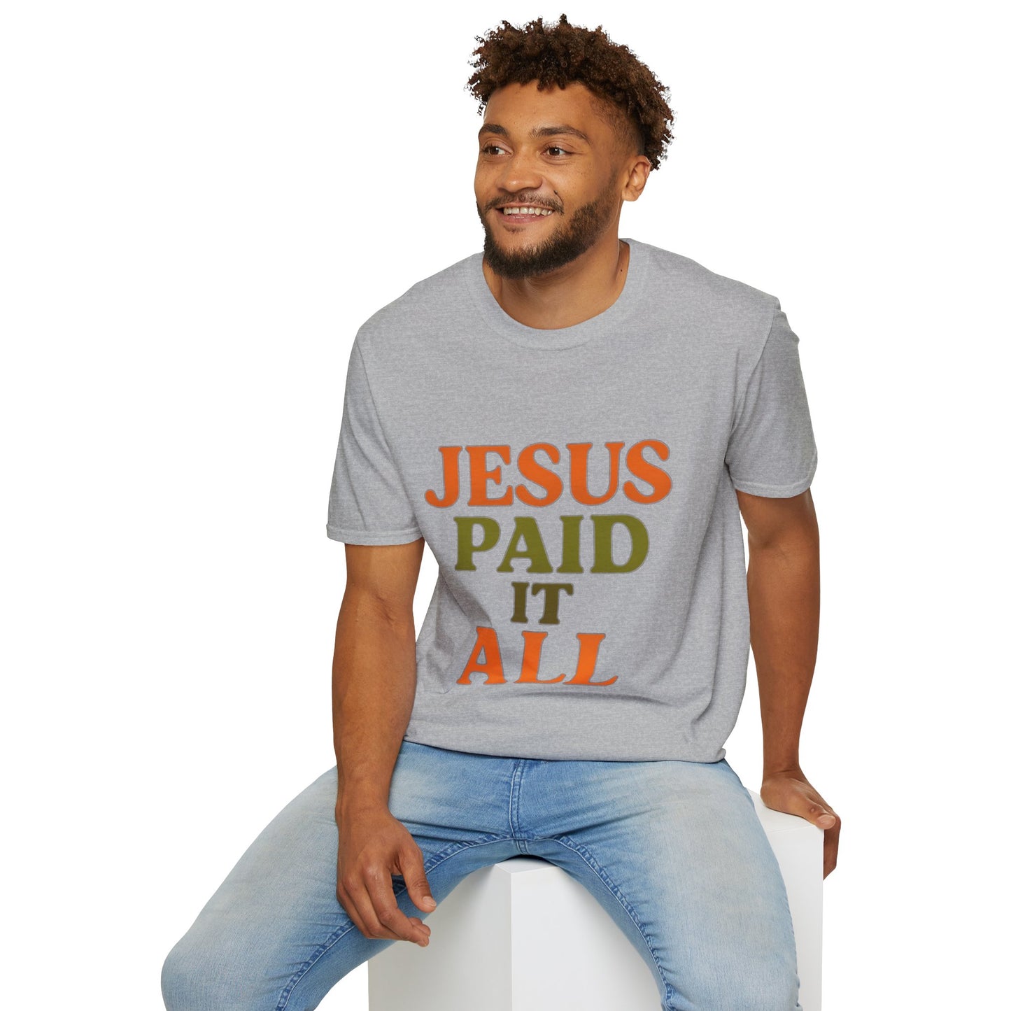 Jesus Paid It All Christian T-Shirt – Softstyle Hymn-Inspired Faith Tee for Women & Men.