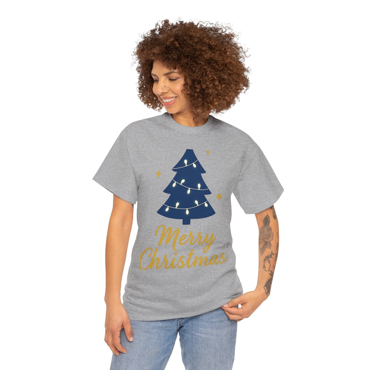 Merry Christmas Unisex Heavy Cotton Tee – Faith-Inspired Holiday Shirt