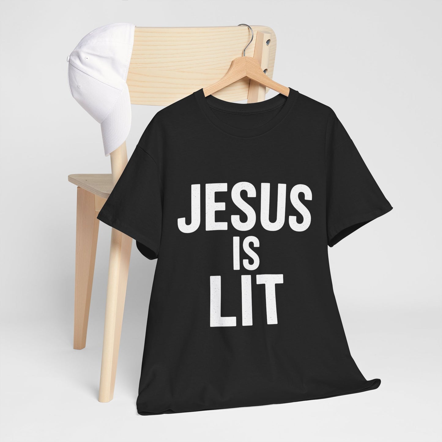 Jesus Is Lit Heavy Cotton Tee | Bold Christian Streetwear