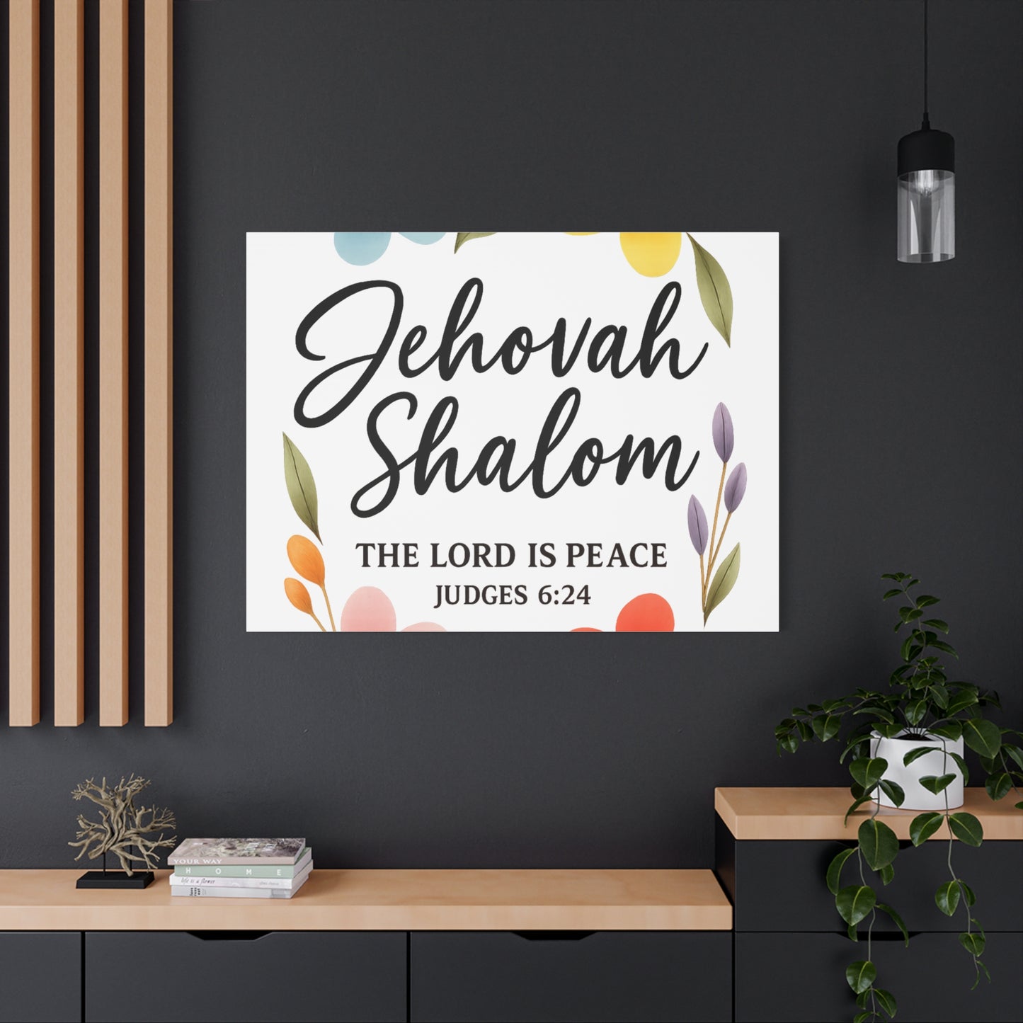 Jehovah Shalom Wall Art – The Lord Is Peace | Judges 6:24 Christian Decor -Matte Canvas, Stretched, 1.25"