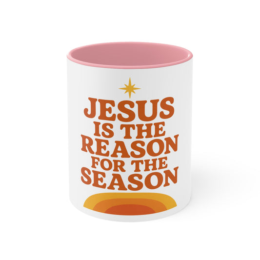 Christmas Accent Mug - "Jesus is the Reason for the Season"