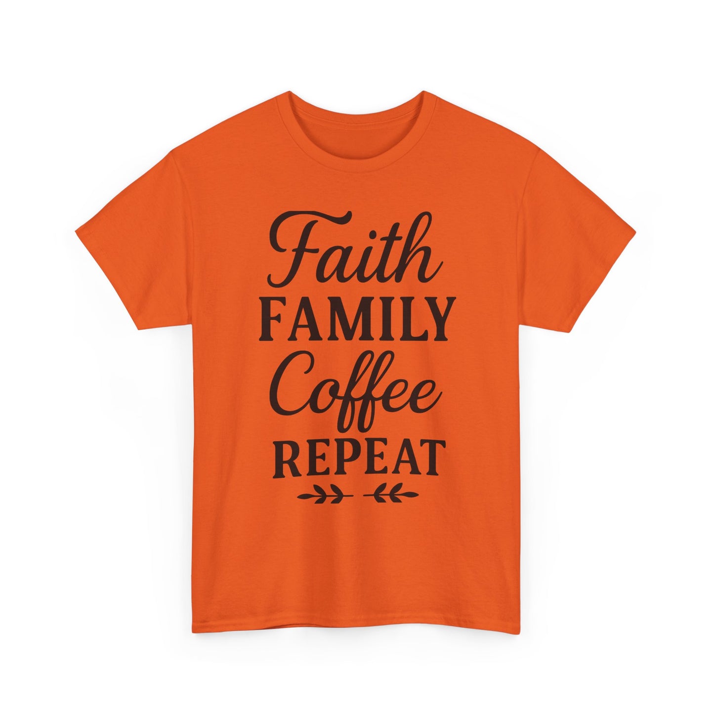Faith Family Coffee Repeat Unisex Heavy Cotton Tee – Christian Lifestyle Shirt for Everyday Inspiration
