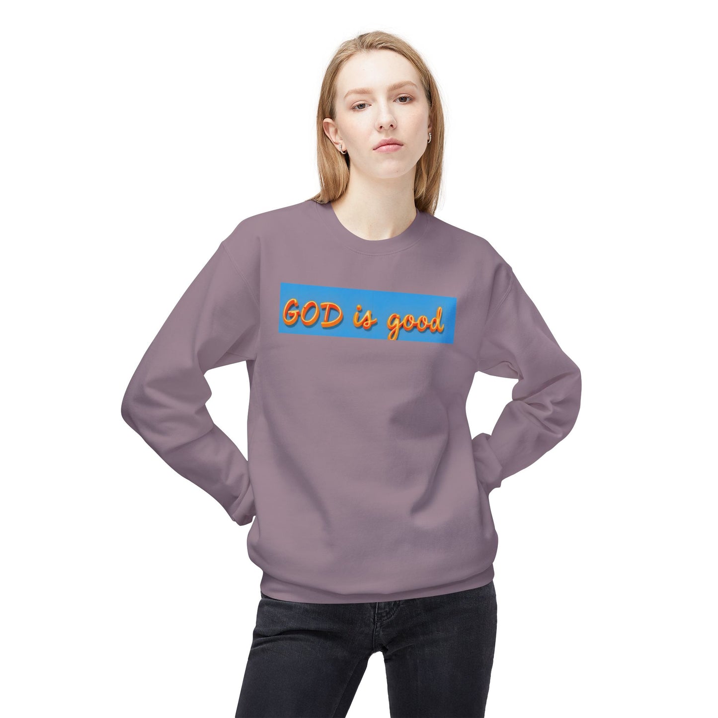 Inspirational Fleece Sweatshirt, Cozy Faith Crewneck, God is Good Apparel, Unisex Birthday Gift, Religious Winter Wear