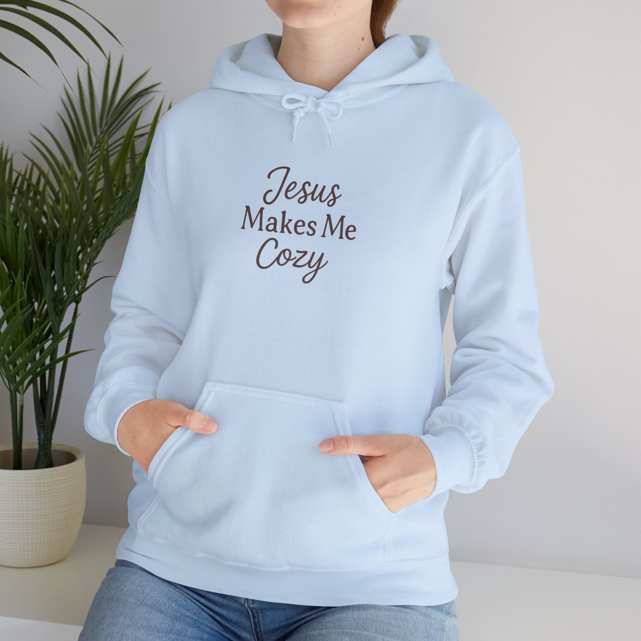 Jesus Makes Me Cozy Hooded Sweatshirt | Christian Faith Hoodie | Lexad Designs I Comfort Pullover