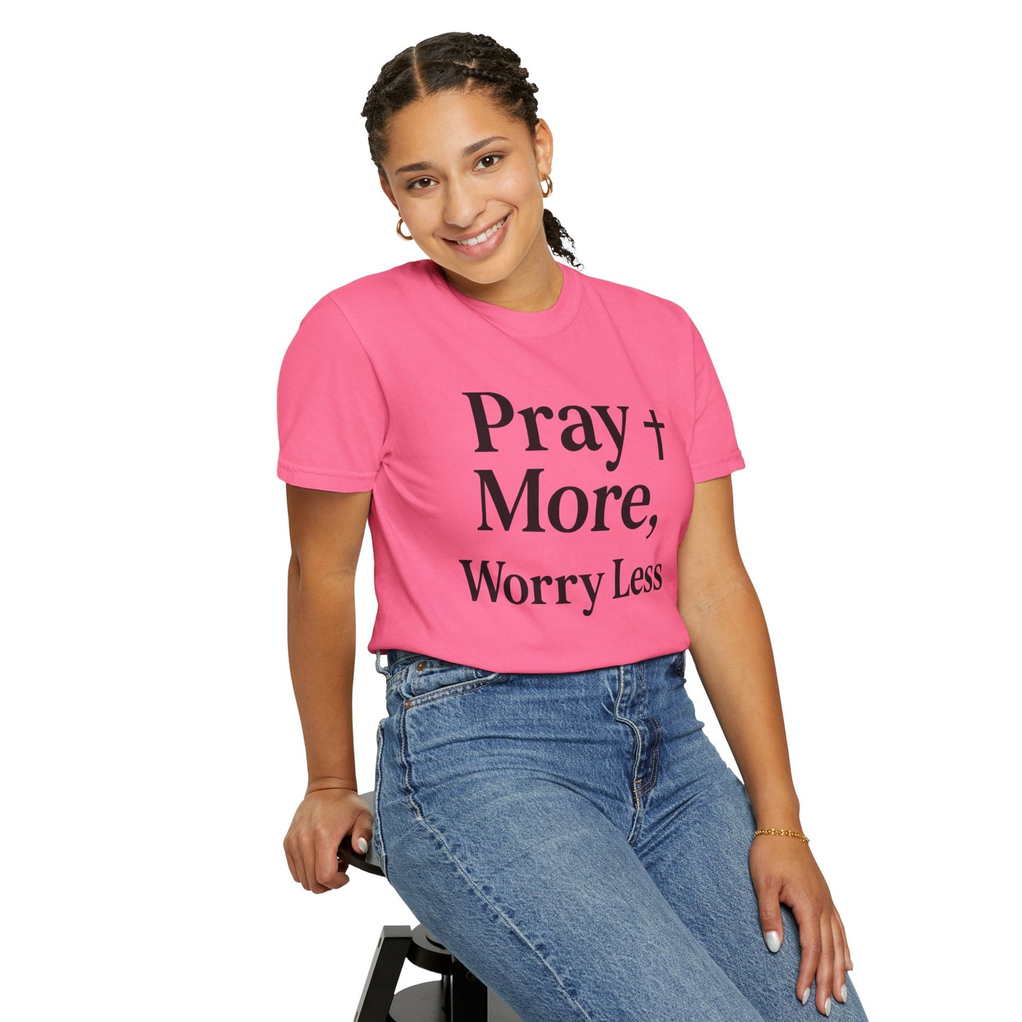 Pray More Worry Less Christian T-Shirt | Inspirational Unisex Tee