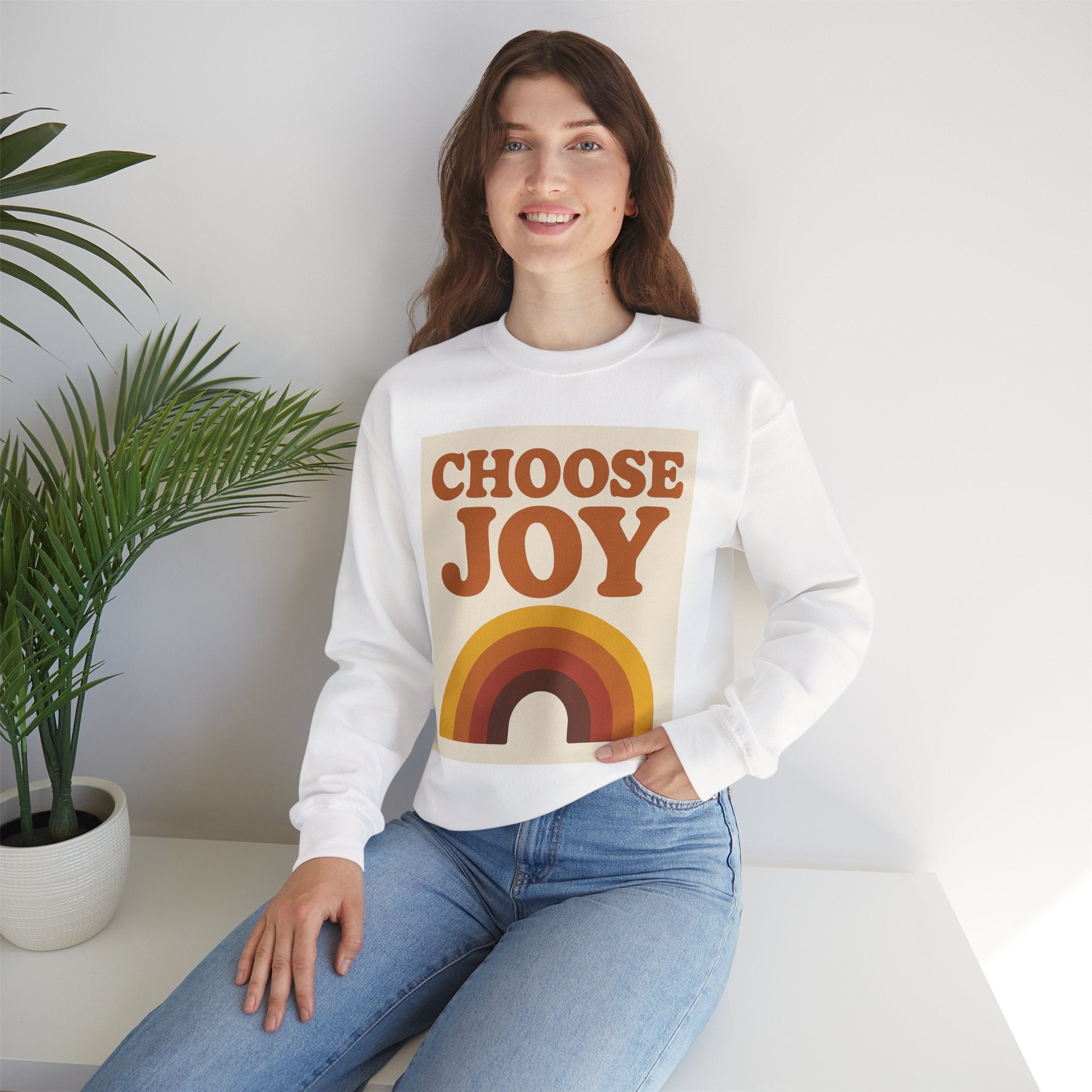 Choose Joy Rainbow Crewneck Sweatshirt, Unisex Sweatshirt, Motivational Gift, Cozy Layer, Fall Fashion, Positive Vibes