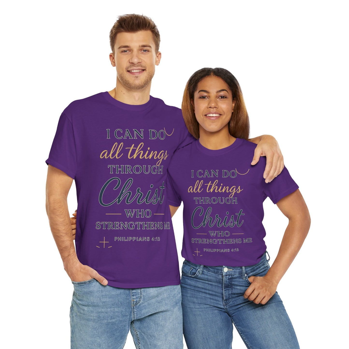 Inspirational Christian T-Shirt, I can do all things through christ -Motivational Quote Tee, Faith-Based Apparel, Bible Verse Shirt, Perfect Gift for Believers