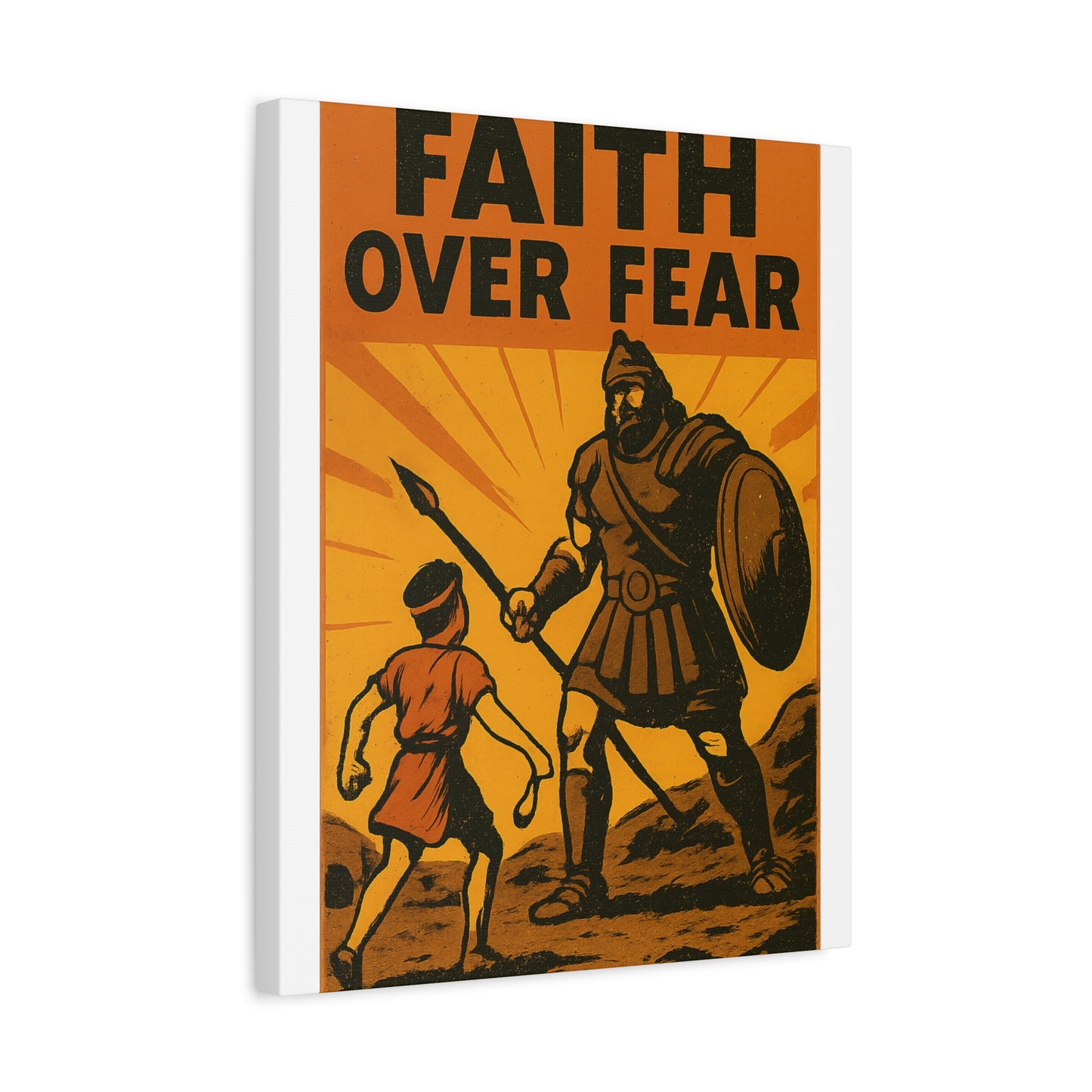 David and Goliath Wall Art | Faith Over Fear Christian Poster.