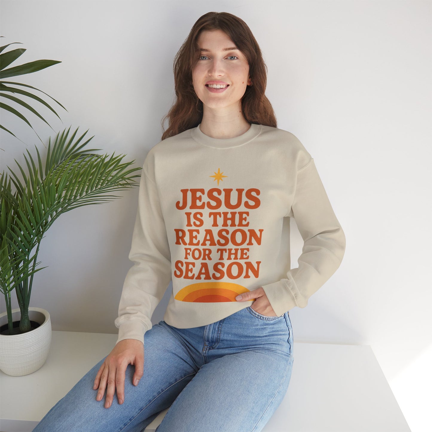Jesus Is the Reason for the Season – Retro Unisex Christian Christmas Sweatshirt