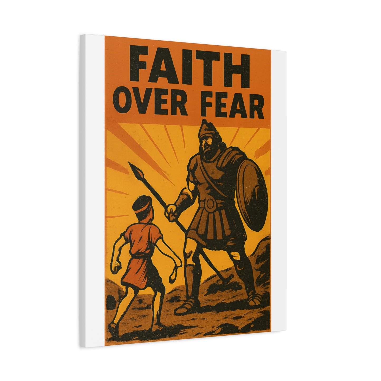 David and Goliath Wall Art | Faith Over Fear Christian Poster.