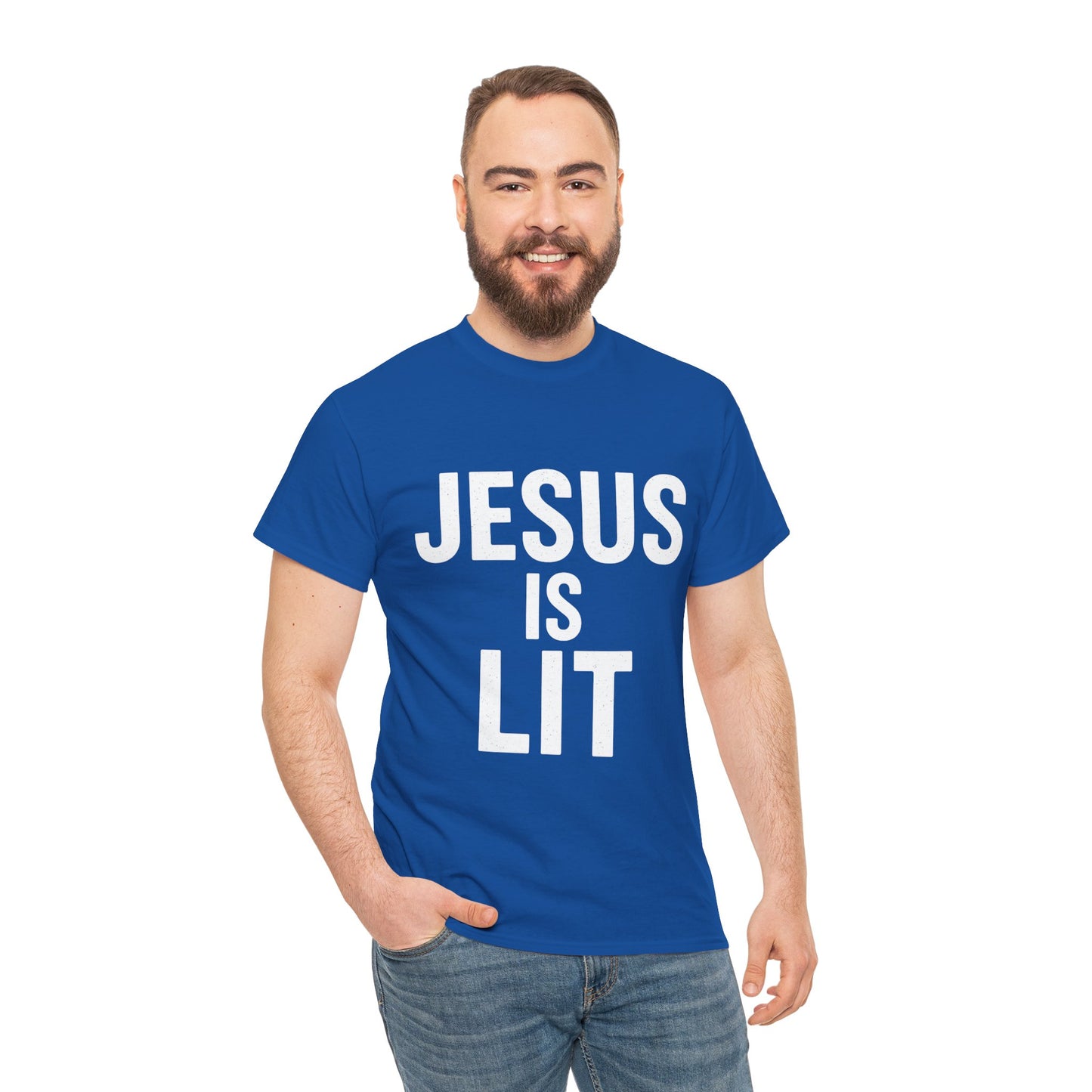 Jesus Is Lit Heavy Cotton Tee | Bold Christian Streetwear