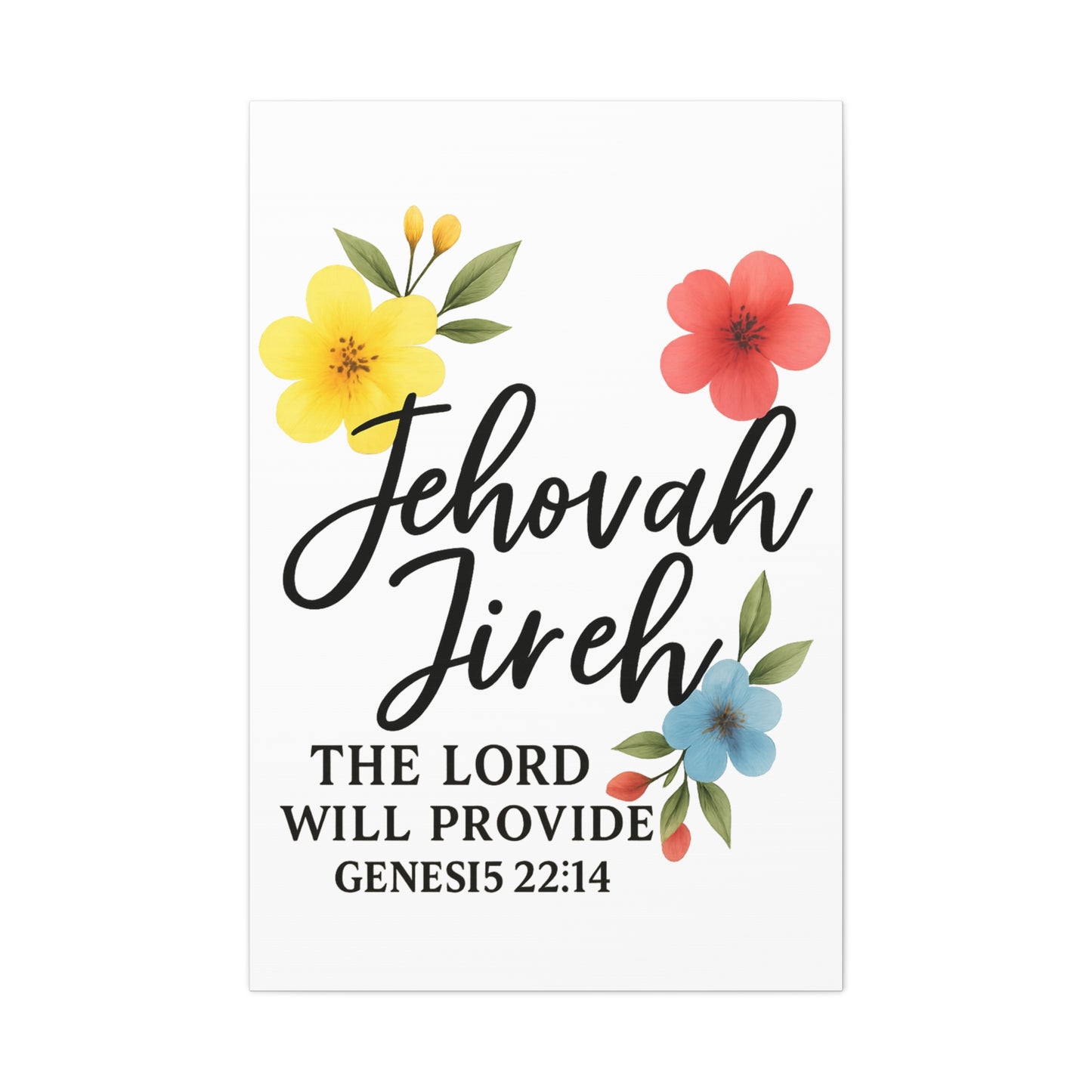 Jehova Jireh Wall Art – Genesis 24:14 Scripture Print for Home Decor Matte Canvas, Stretched, 1.25"