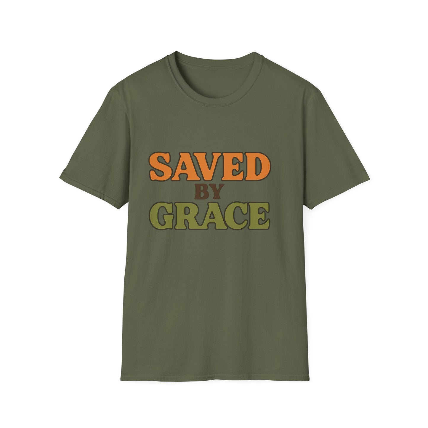 Saved by Grace Christian T-Shirt – Softstyle Faith Tee for Women & Men.