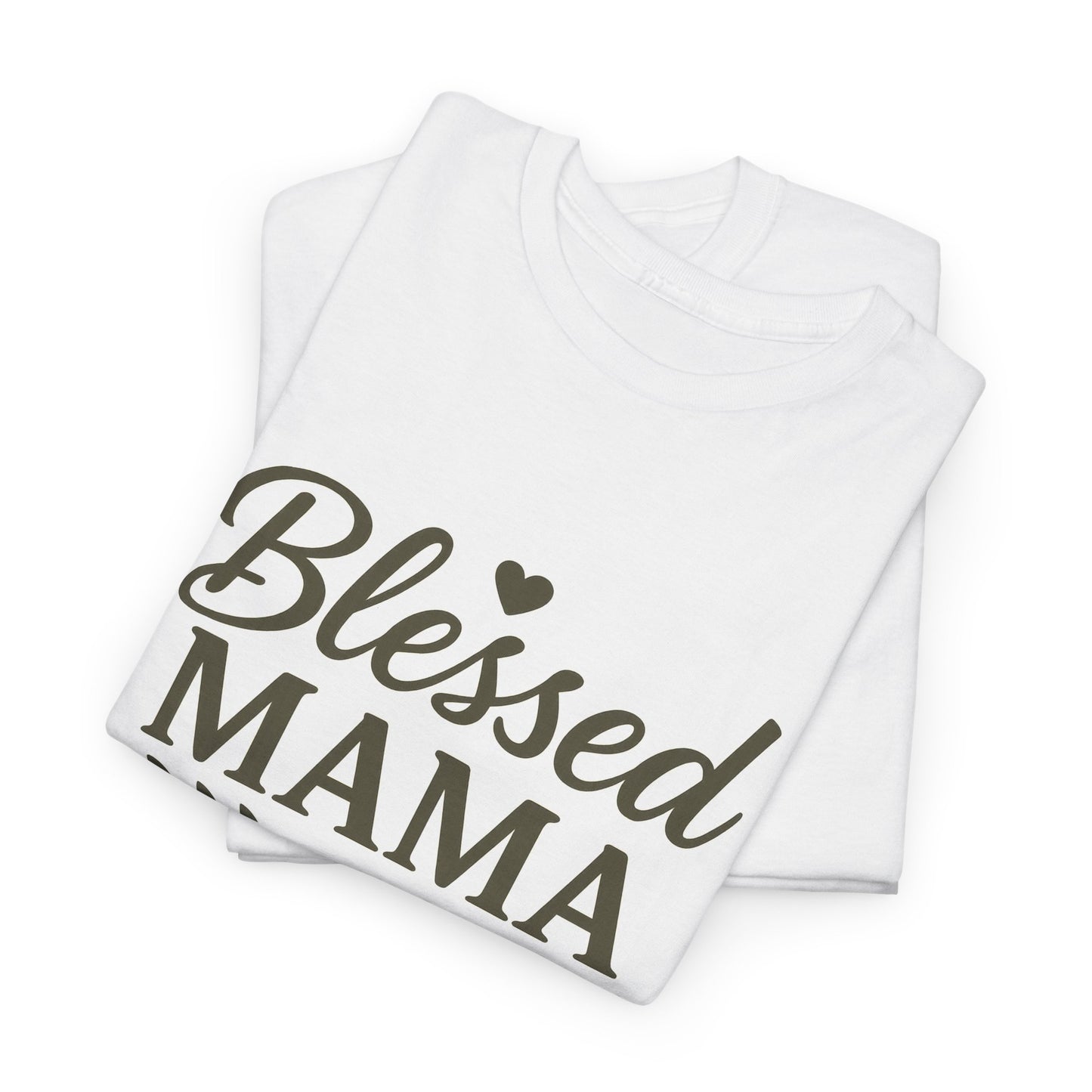Blessed Mama Heavy Cotton Tee – Christian Faith Shirt for Moms | Soft & Stylish Everyday Wear