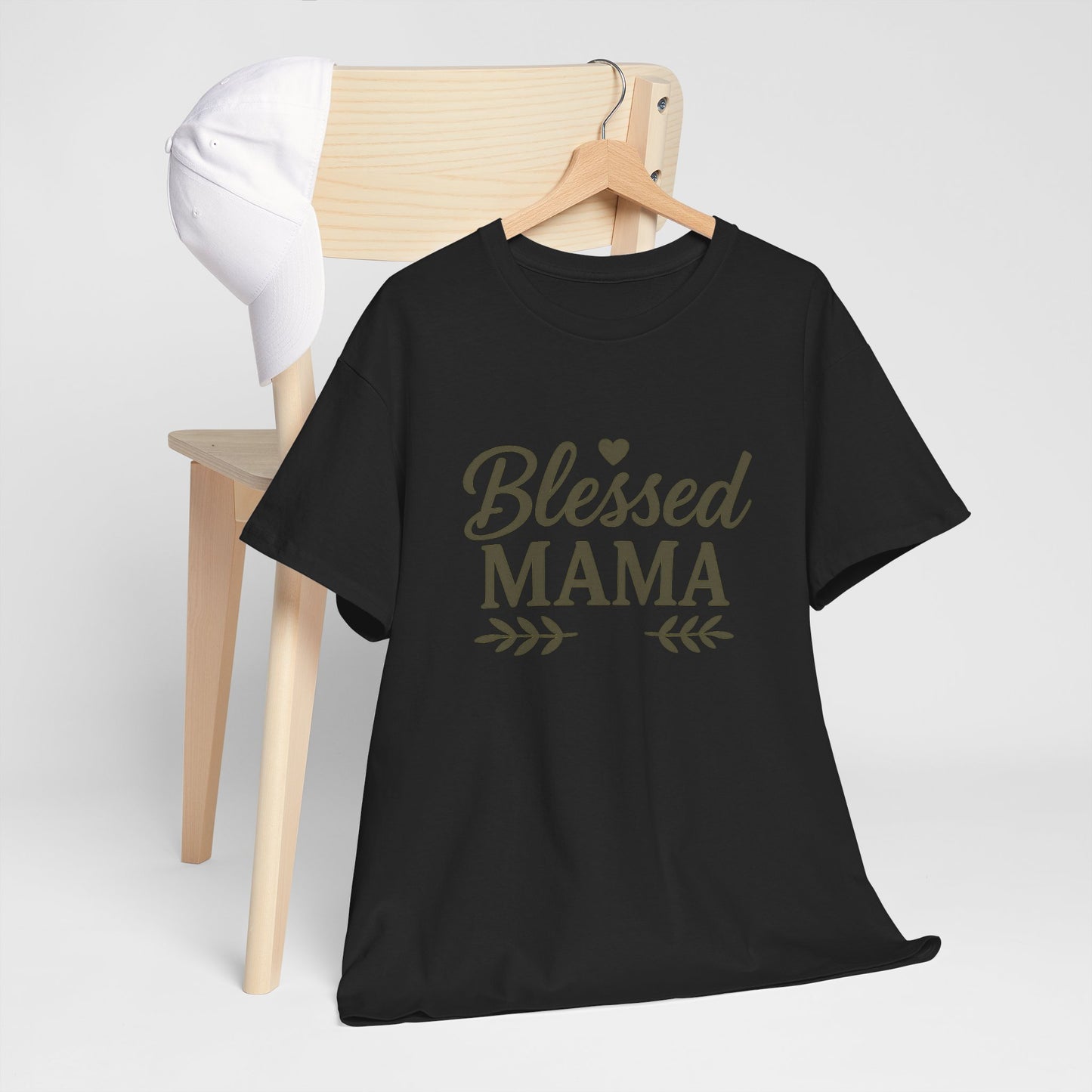 Blessed Mama Heavy Cotton Tee – Christian Faith Shirt for Moms | Soft & Stylish Everyday Wear
