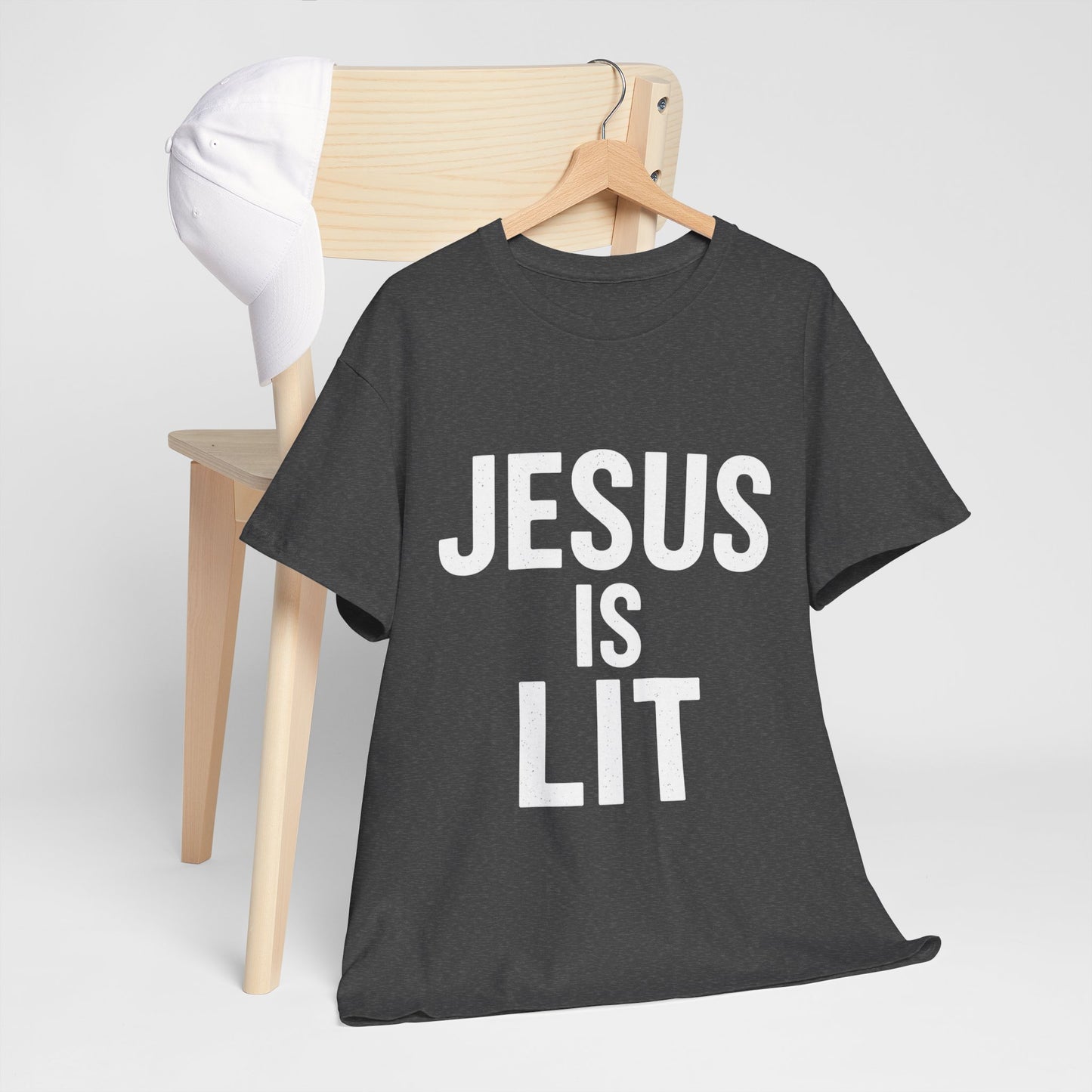 Jesus Is Lit Heavy Cotton Tee | Bold Christian Streetwear