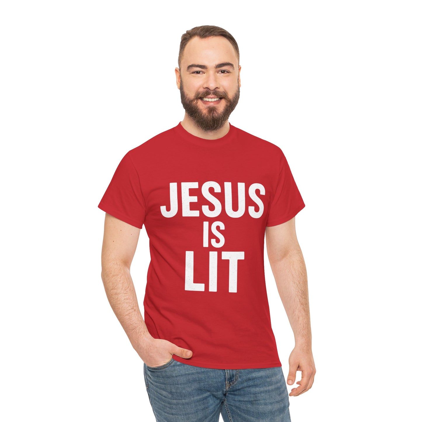 Jesus Is Lit Heavy Cotton Tee | Bold Christian Streetwear