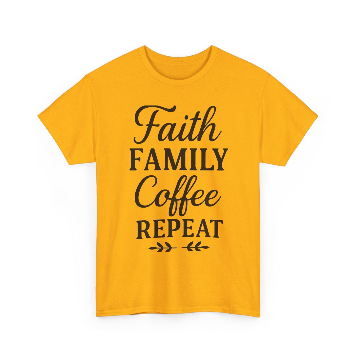 Faith Family Coffee Repeat Unisex Heavy Cotton Tee – Christian Lifestyle Shirt for Everyday Inspiration