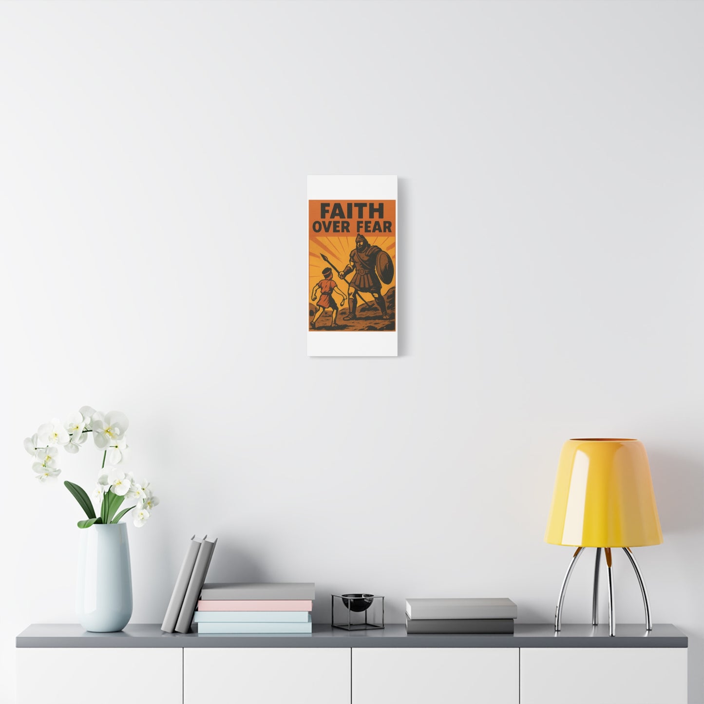 David and Goliath Wall Art | Faith Over Fear Christian Poster.