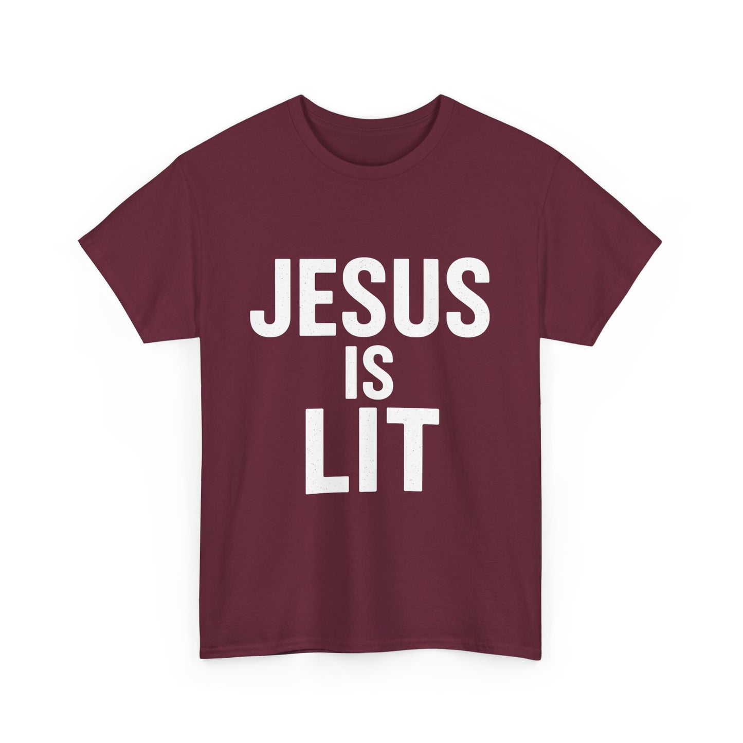 Jesus Is Lit Heavy Cotton Tee | Bold Christian Streetwear
