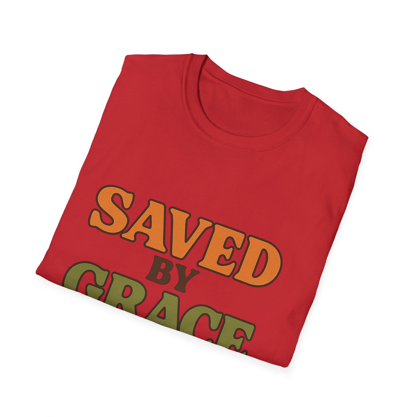 Saved by Grace Christian T-Shirt – Softstyle Faith Tee for Women & Men.