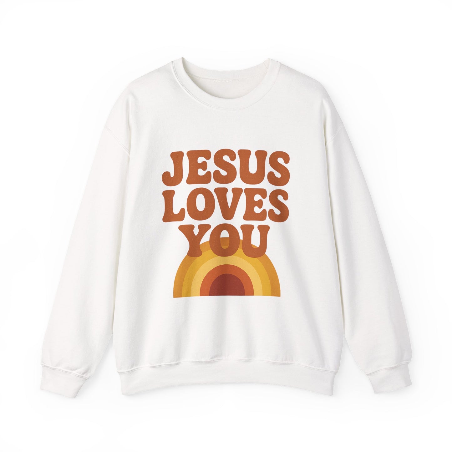 Retro Jesus Loves You Sweatshirt, Cozy Christian Apparel, Unisex Crewneck, Faith-Based Gift, Perfect for Church Events, Casual Wear