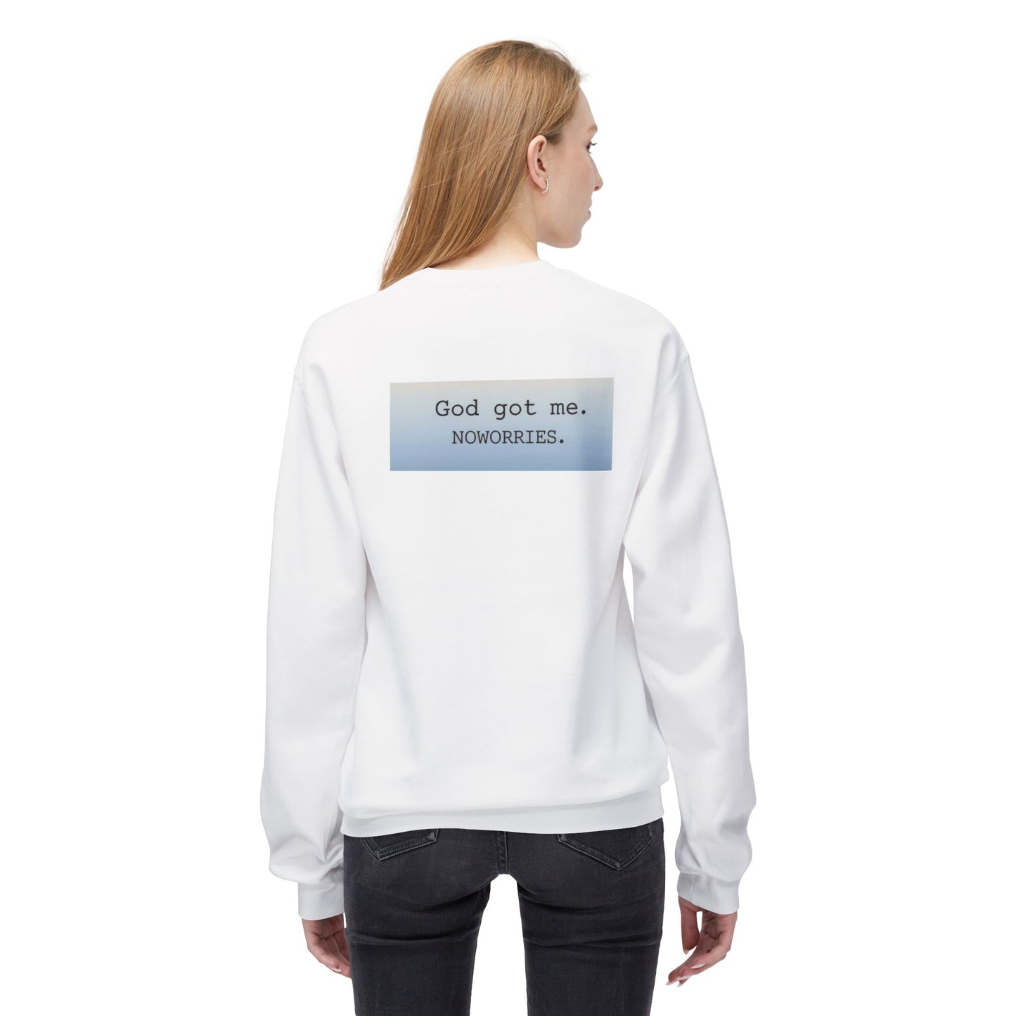 Cozy Inspirational Crewneck Sweatshirt with 'God Got Me. No Worries.' Slogan, Gift for Faith Lovers, Relaxed Casual Wear, Spiritual [...]