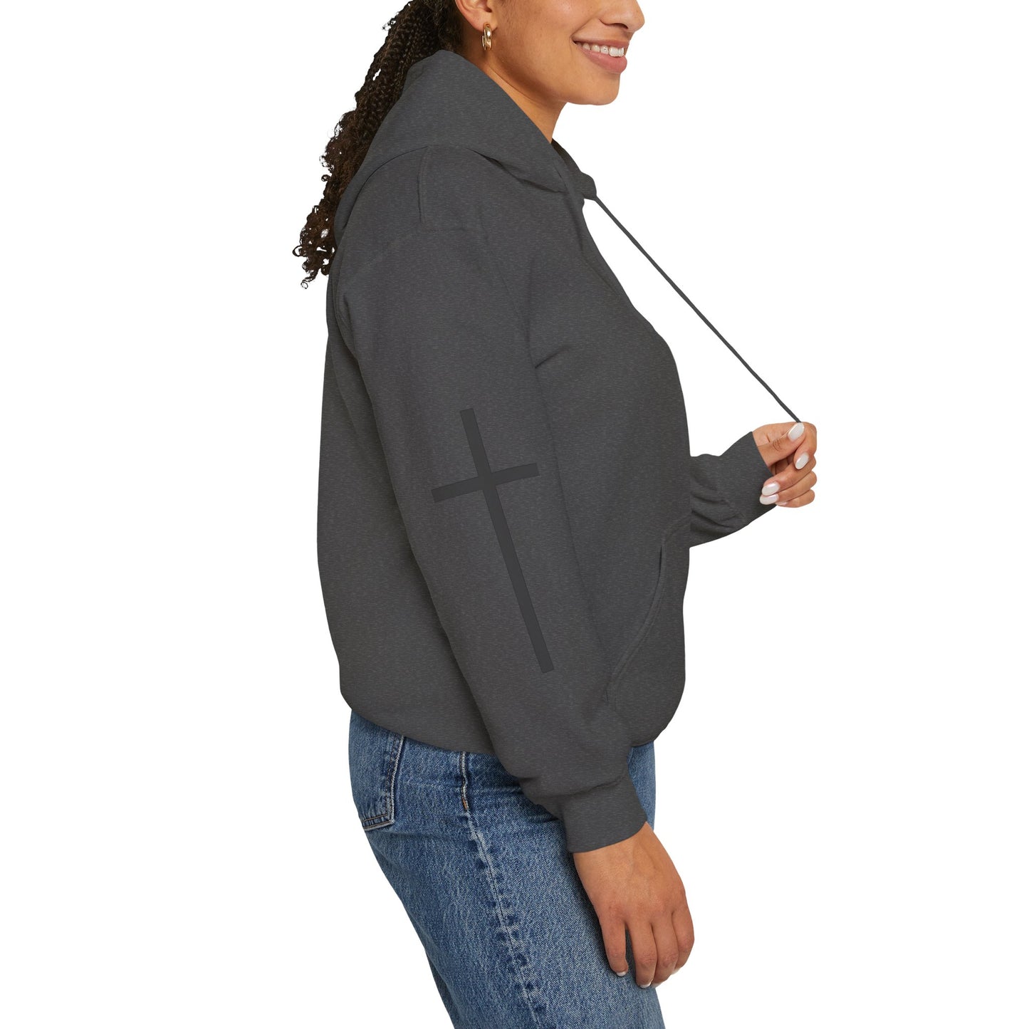 Cross Sleeve Unisex Hoodie | Faith Apparel | Heavy Blend Sweatshirt
