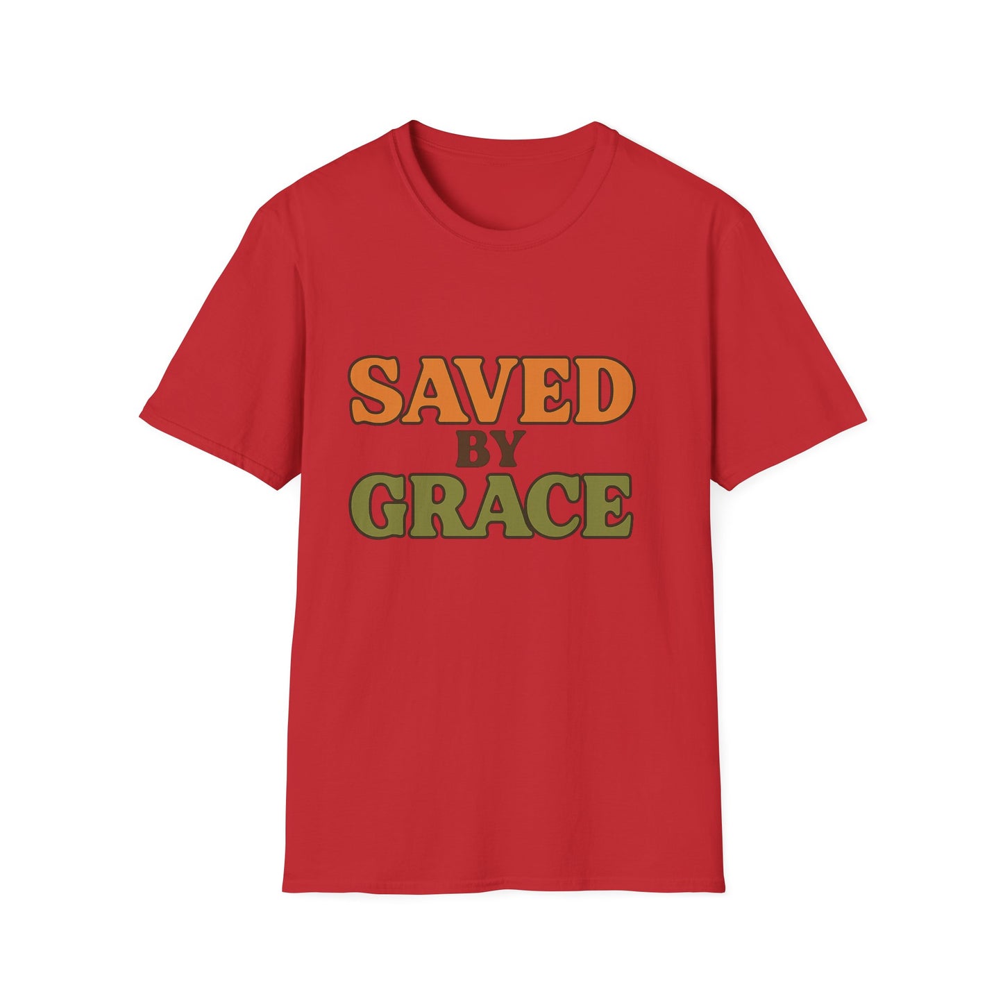 Saved by Grace Christian T-Shirt – Softstyle Faith Tee for Women & Men.