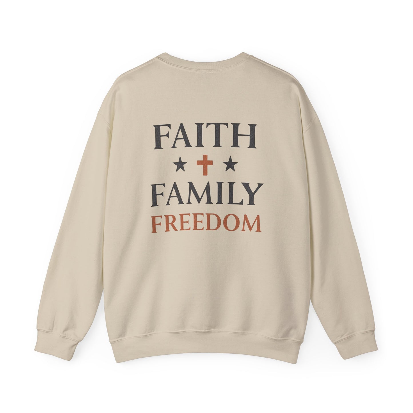 Faith Family Freedom Sweatshirt, Cozy Unisex Crewneck, Ideal Gift for Holidays, Casual Everyday Wear, Religious Apparel
