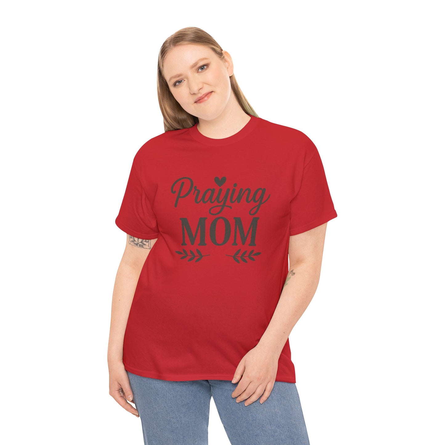 Praying Mom Unisex Heavy Cotton Tee – Christian Faith Shirt for Moms | Bold & Blessed Apparel