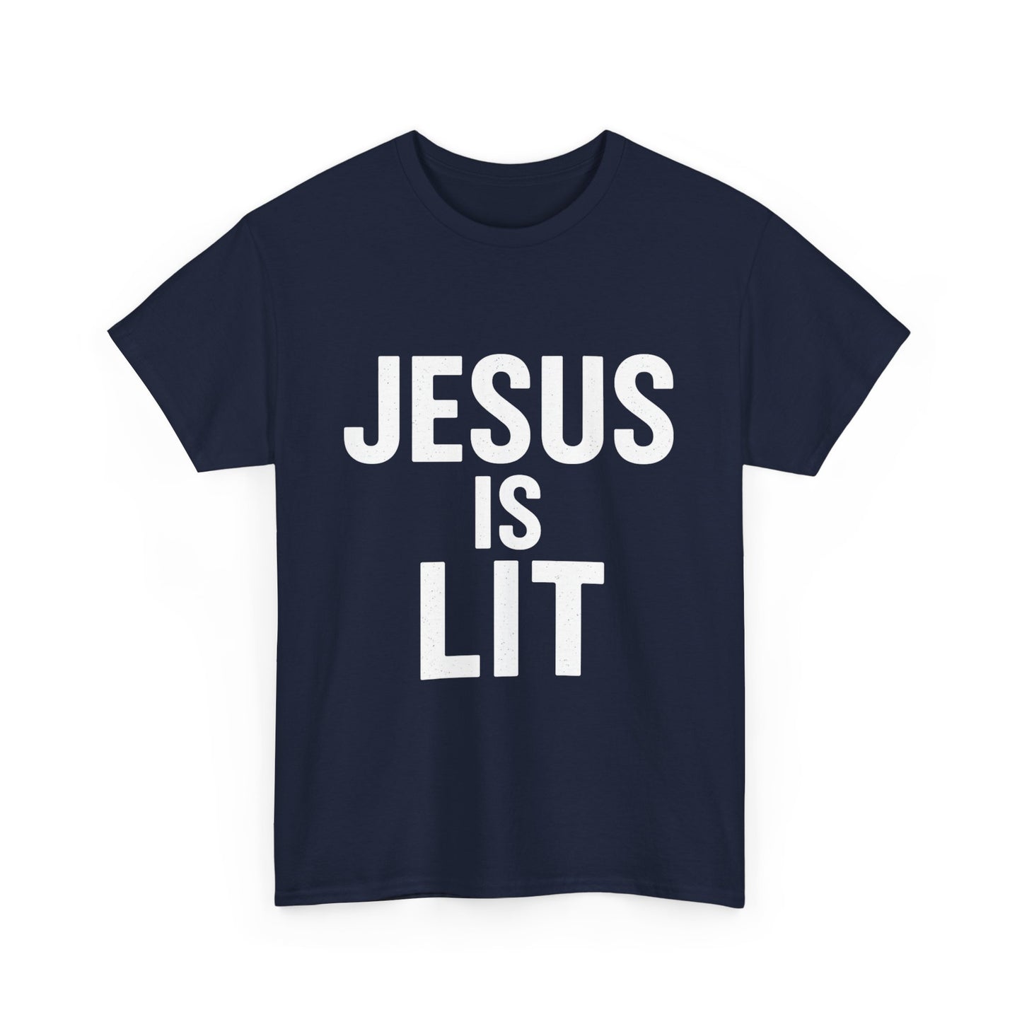 Jesus Is Lit Heavy Cotton Tee | Bold Christian Streetwear
