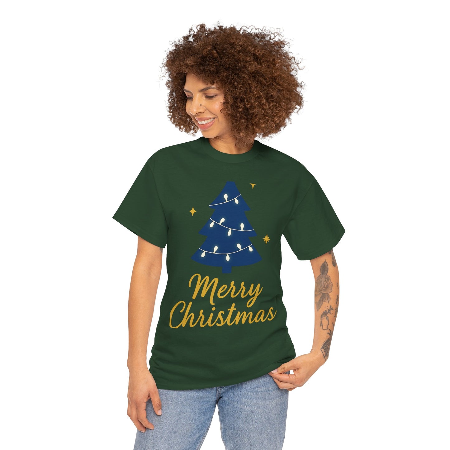 Merry Christmas Unisex Heavy Cotton Tee – Faith-Inspired Holiday Shirt