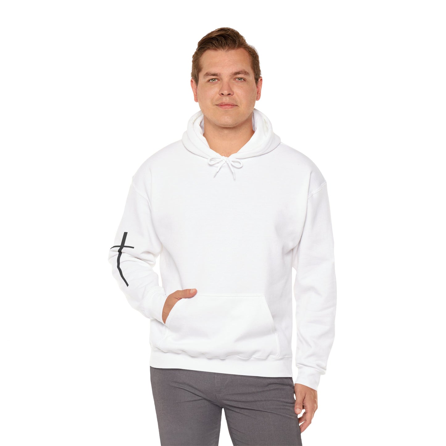 Cross Sleeve Unisex Hoodie | Faith Apparel | Heavy Blend Sweatshirt