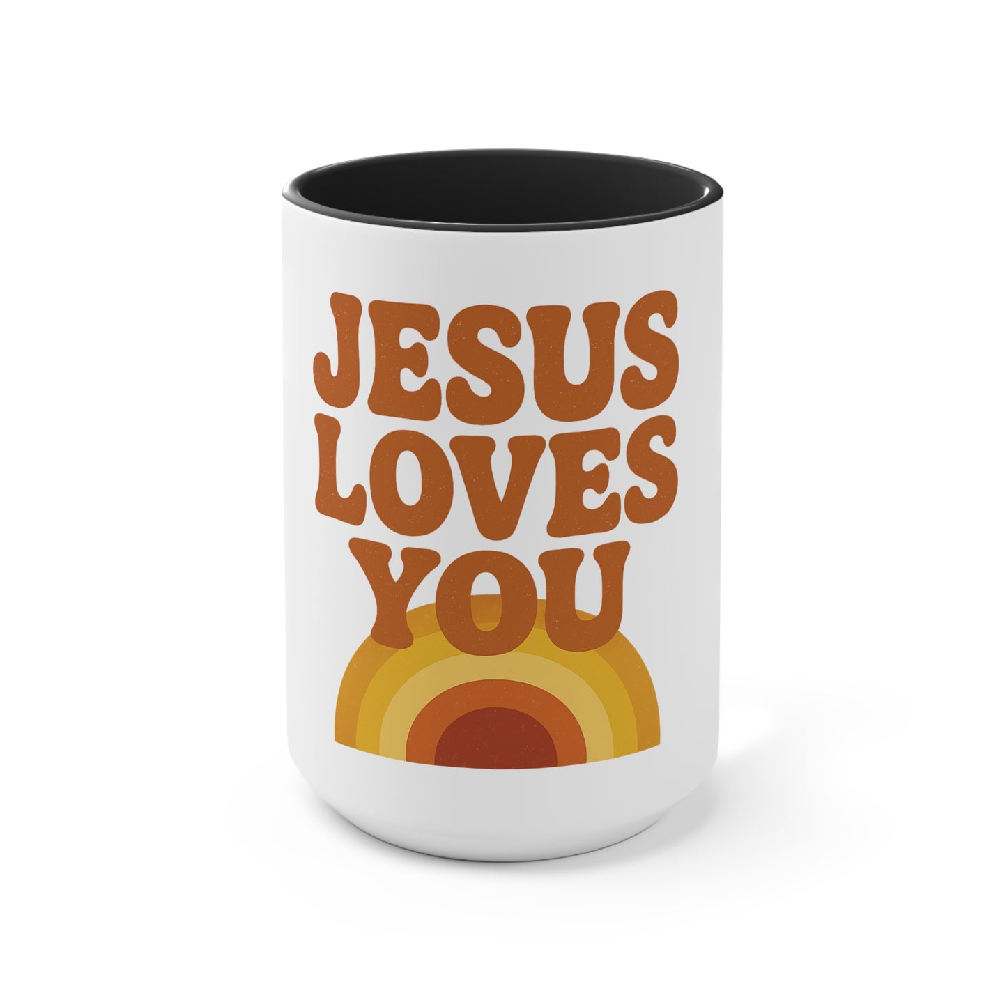 Retro Jesus Loves You Mug - Inspirational Coffee Cup, Gift for Friends, Faith-Based Decor, Christian Gifts, Pastel Pink Accent