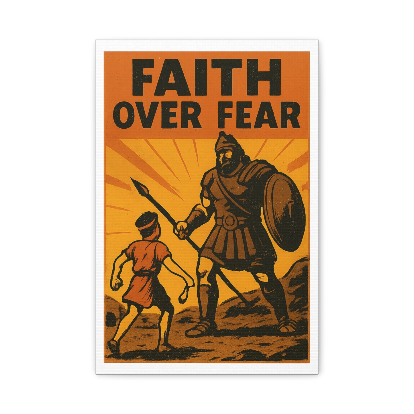 David and Goliath Wall Art | Faith Over Fear Christian Poster.