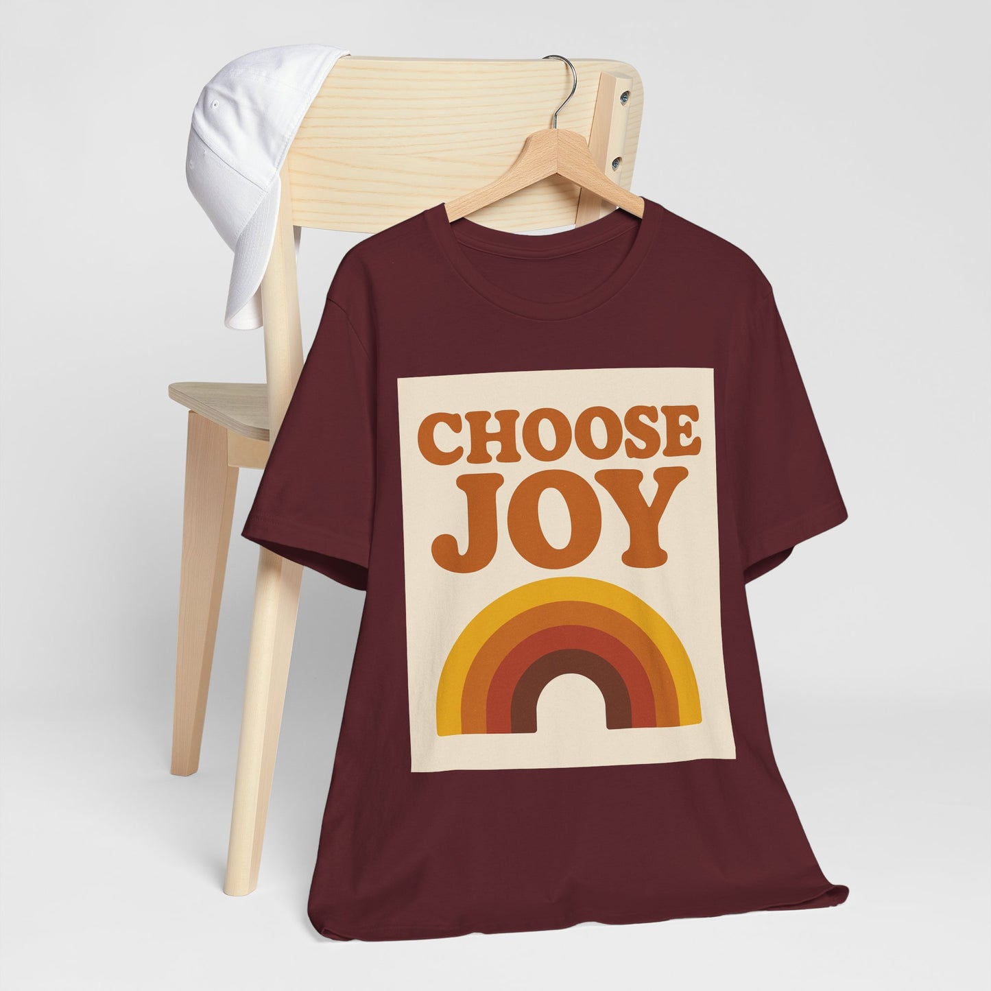 Retro Rainbow Choose Joy Tee, Unisex T-Shirt, Positive Vibes Shirt, Gift for Her, Summer Clothing, Joyful Apparel