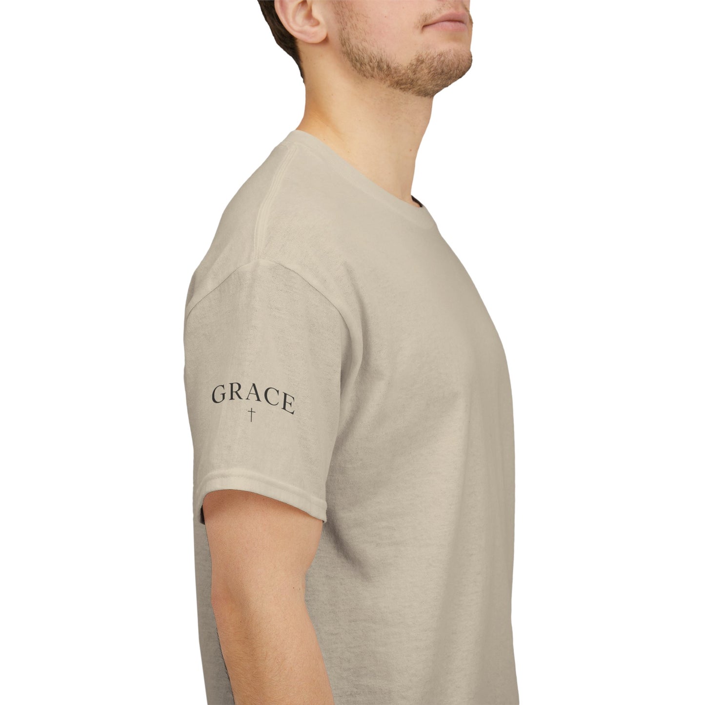 Grace Cross Sleeve Unisex Heavy Cotton T-Shirt | Faith Apparel