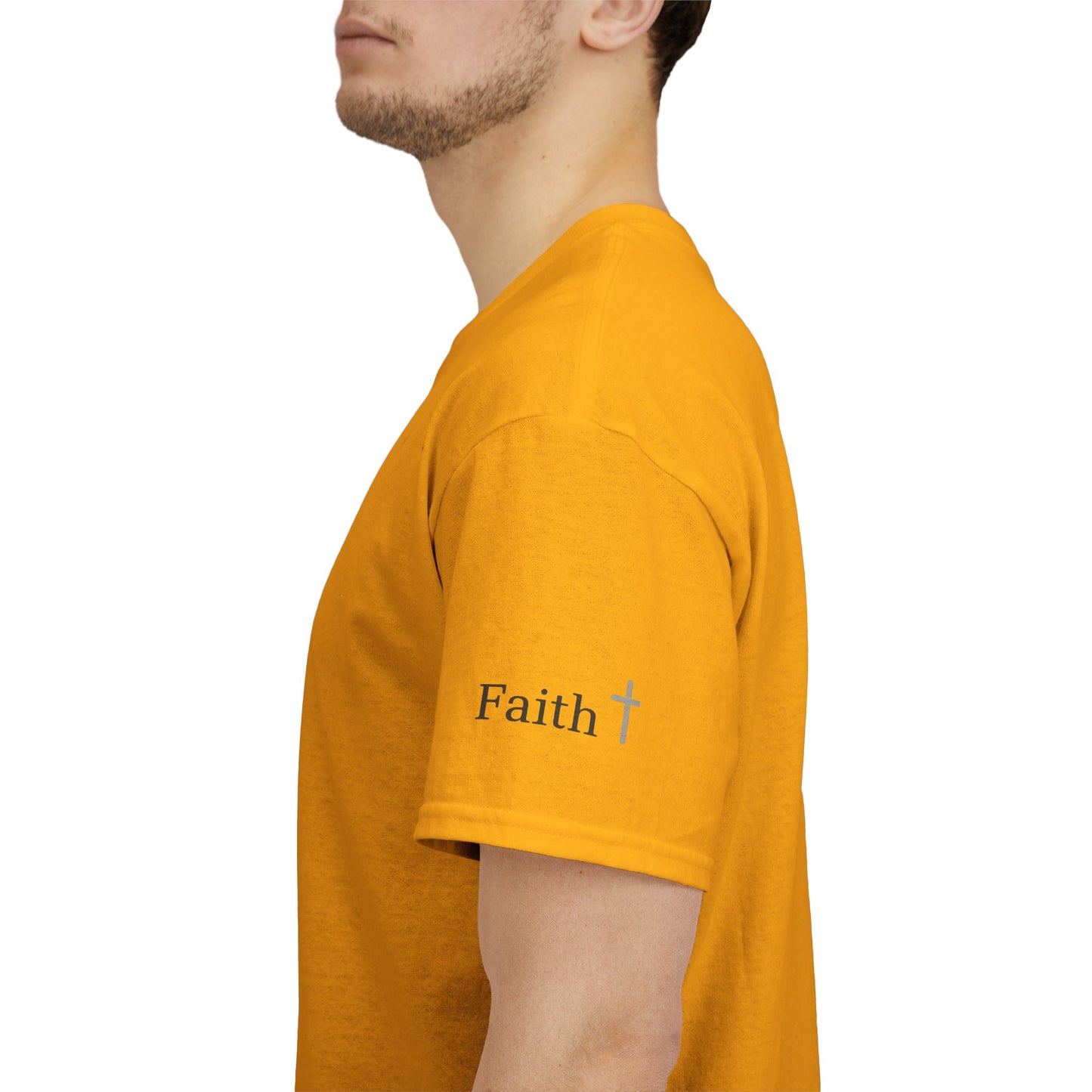 Faith Christian Heavy Cotton Tee with Cross Symbol – Unisex Inspirational T-Shirt