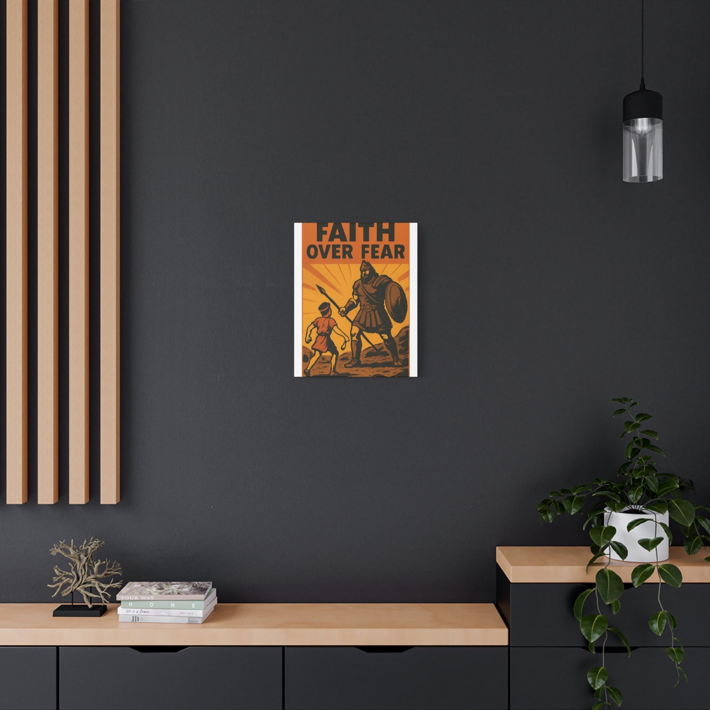 David and Goliath Wall Art | Faith Over Fear Christian Poster.