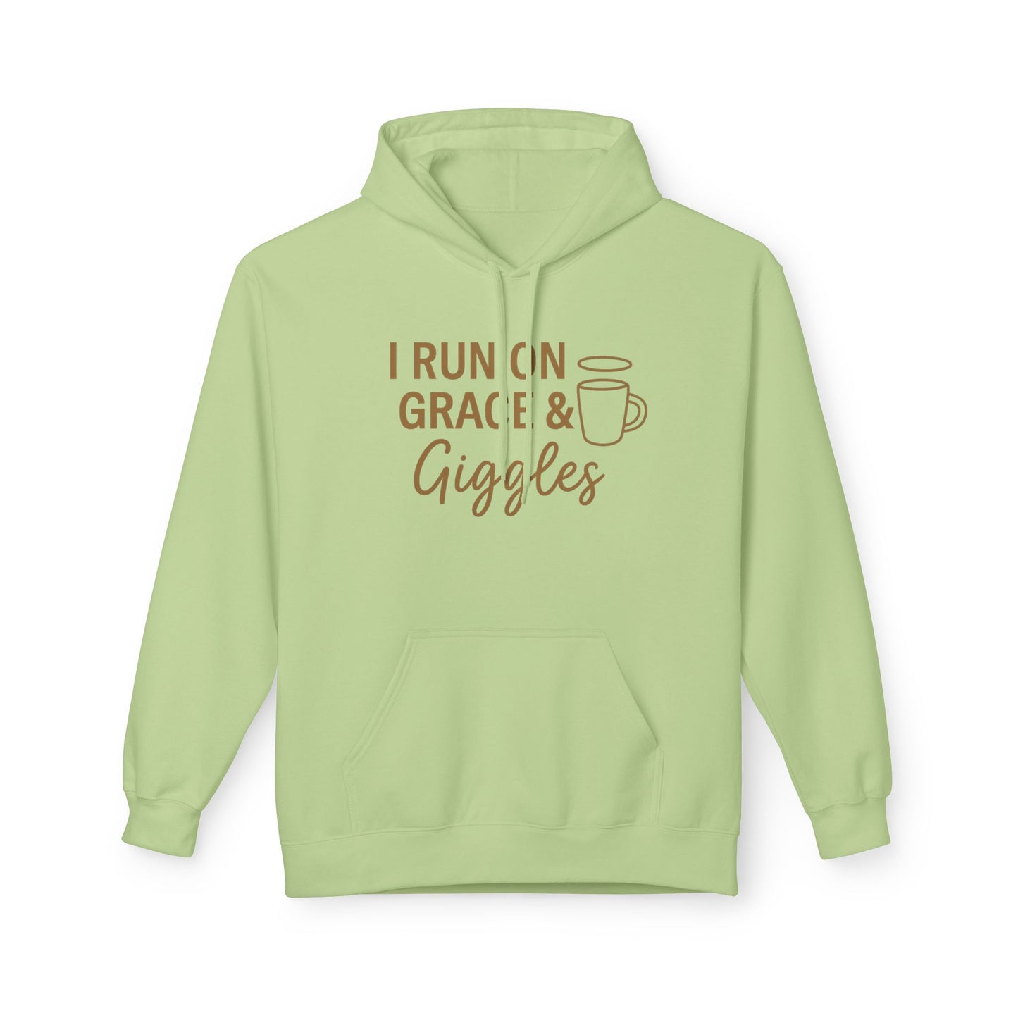 I Run on Grace and Giggles Hoodie – Funny Christian Sweatshirt for Joyful Believers.