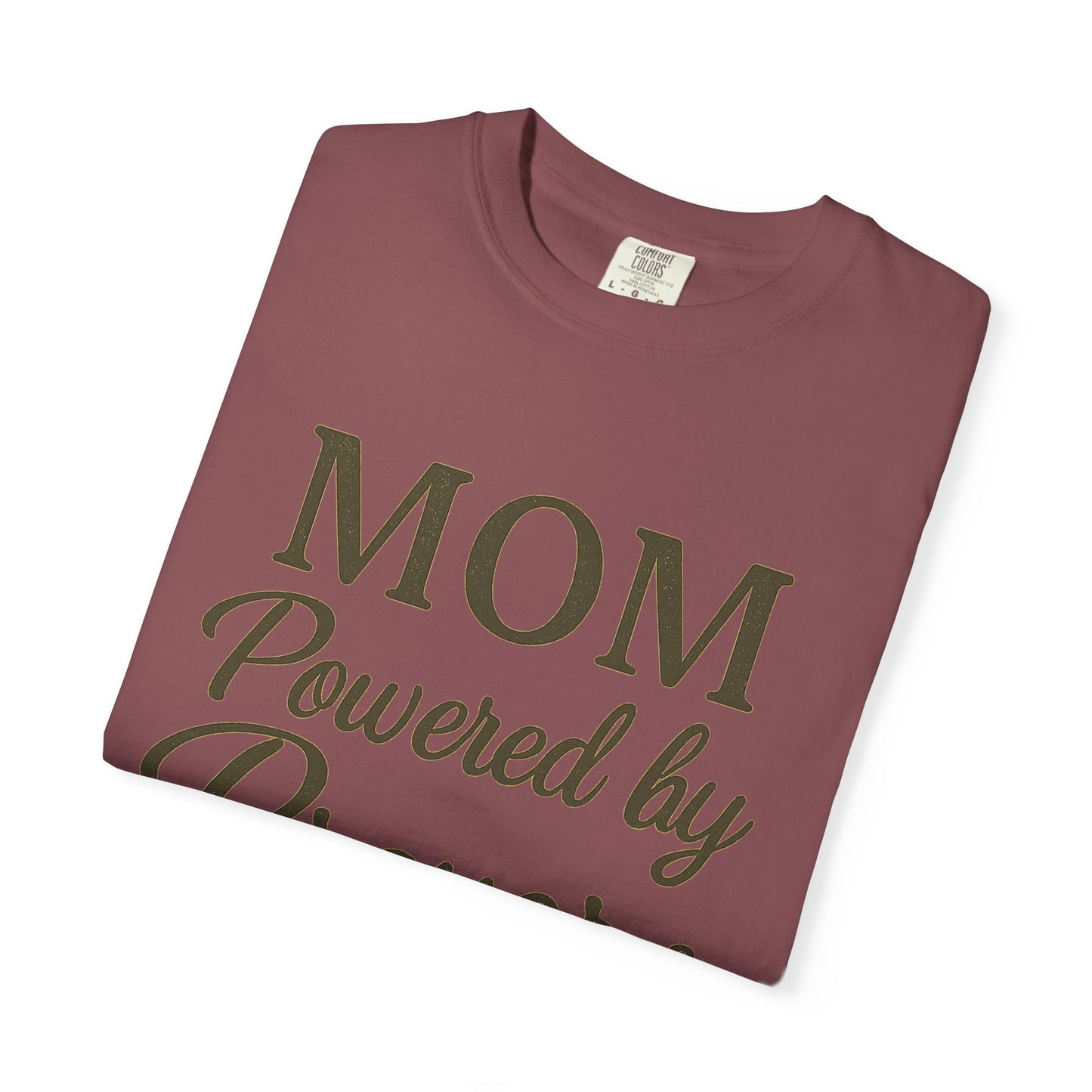 Mom Powered by Prayer & Coffee T-Shirt – Christian Faith Tee for Moms | Bold & Cozy Everyday Wear