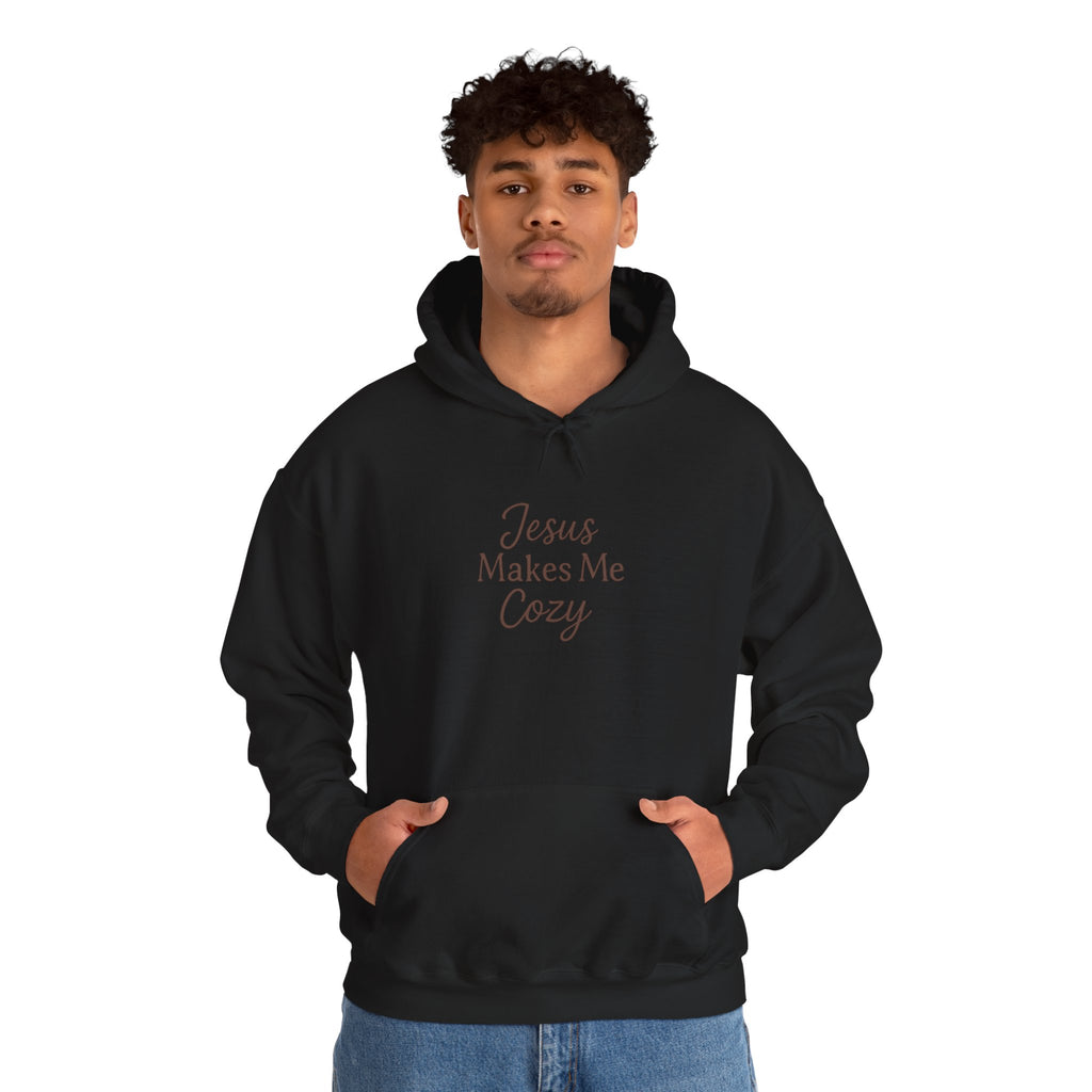 Jesus Makes Me Cozy Hooded Sweatshirt | Christian Faith Hoodie | Lexad Designs I Comfort Pullover