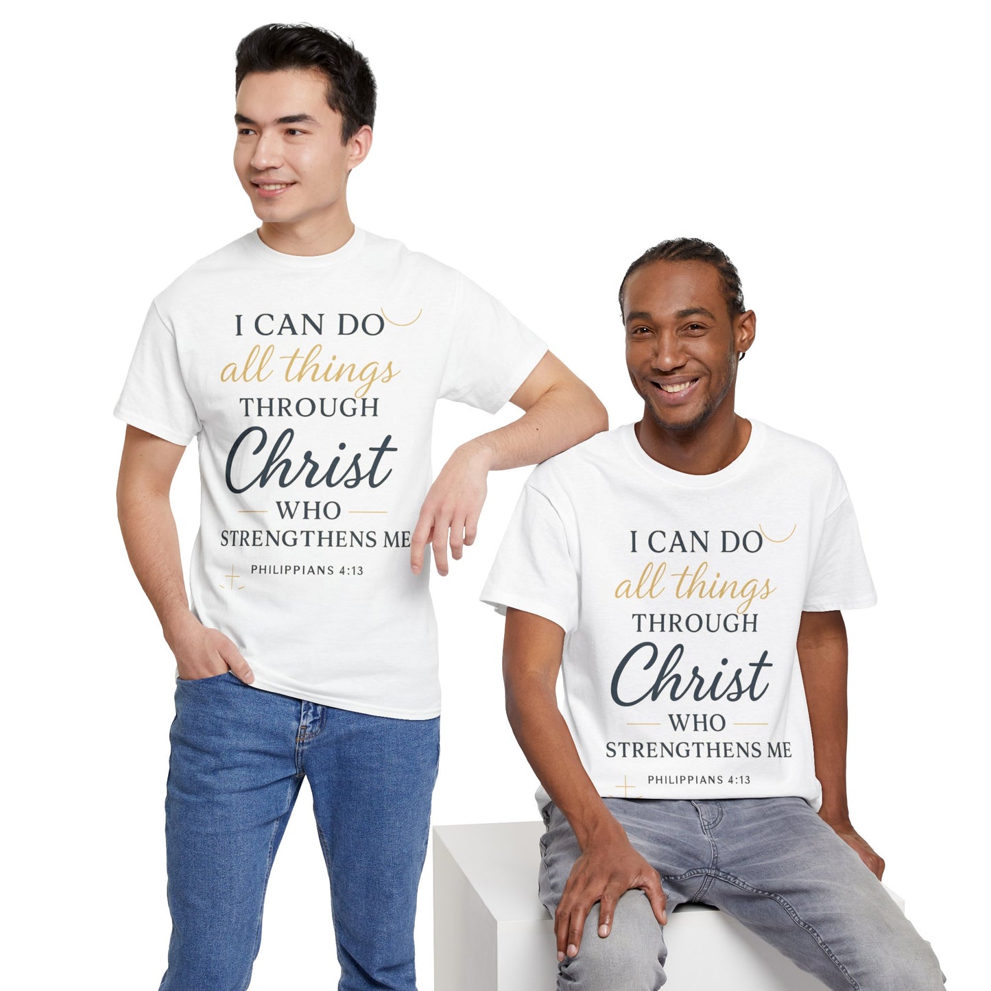 Inspirational Christian T-Shirt, I can do all things through christ -Motivational Quote Tee, Faith-Based Apparel, Bible Verse Shirt, Perfect Gift for Believers