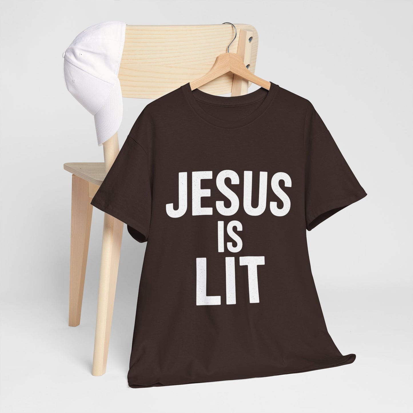 Jesus Is Lit Heavy Cotton Tee | Bold Christian Streetwear