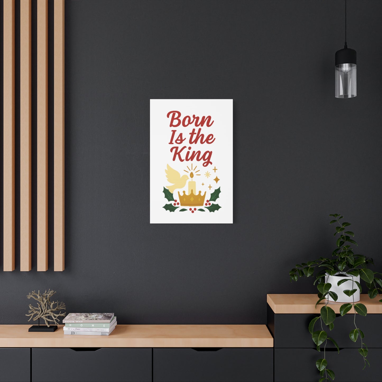 Born Is the King – Christian Christmas Canvas Wall Art for Holiday Decor.