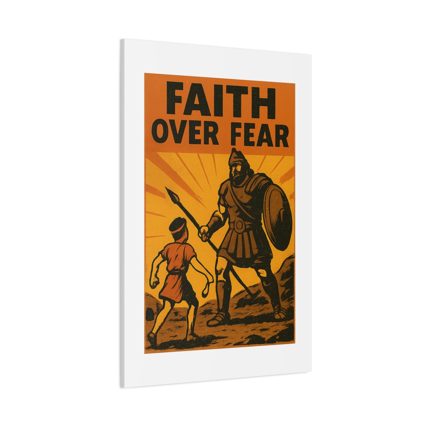 David and Goliath Wall Art | Faith Over Fear Christian Poster.
